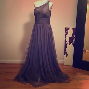 A-Line/Princess 1 strap Floor-Length Tulle Dress